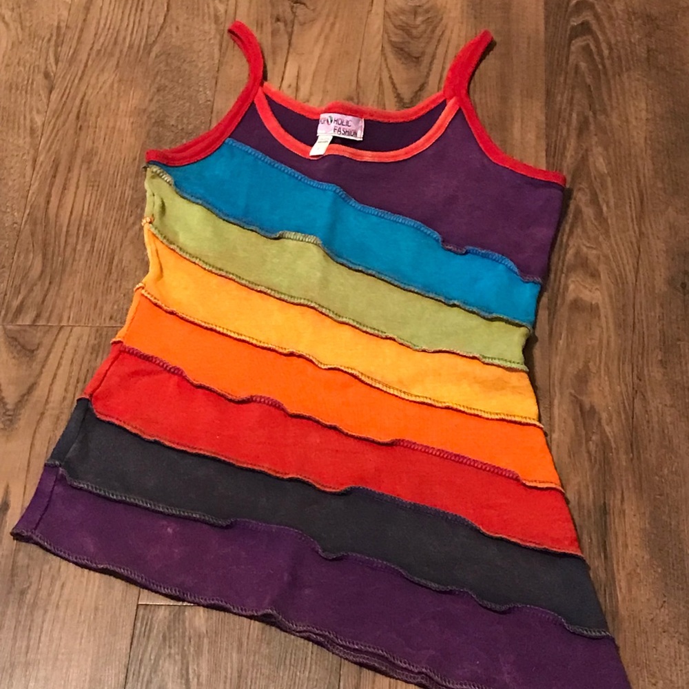LIKE NEW Colorful Rainbow Stripe Tank Top small SHOPHOLIC FASHION